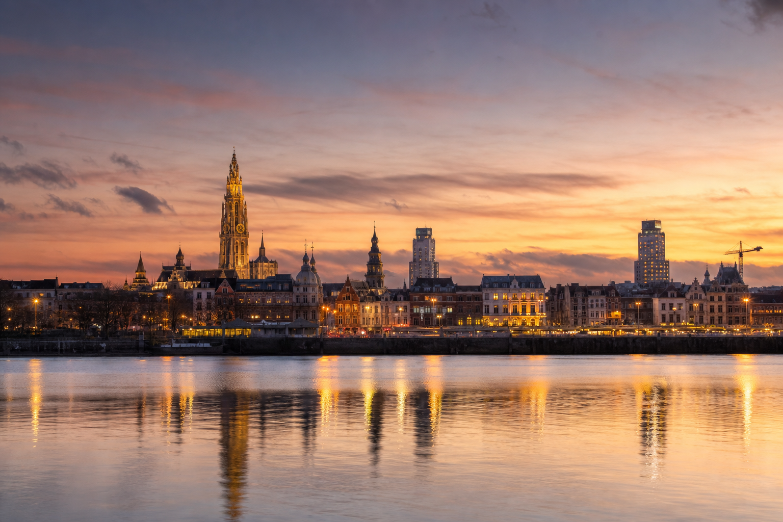 Belgium Skyline at Dusk