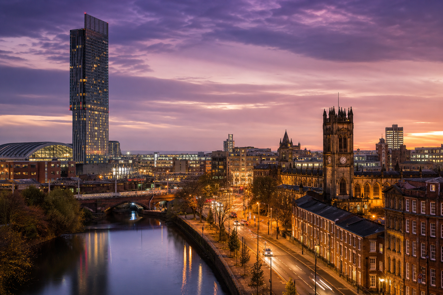 Manchester Skyline at Dusk