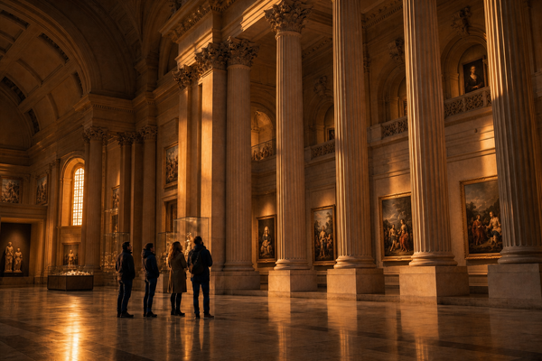 Museum Atrium with Artwork and Ornate Architecture-1