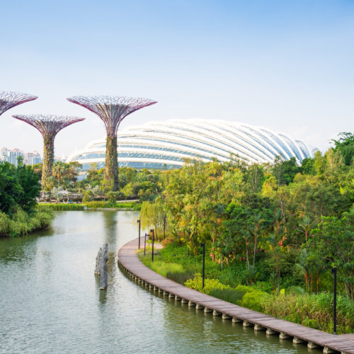 Singapore’s famous view of marina bay district and cityscape is a popular tourist attraction in the Marina District of Singapore.